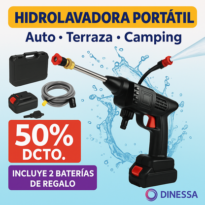 PowerJet Max – Hidrolavadora Recargable + 2 Baterías + Mini Aspirador