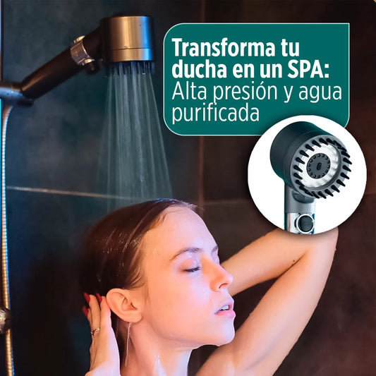 LuxHydra Pro - Transforma tu ducha en un SPA de lujo:  agua purificada, alta presión, 3 modos de chorro
