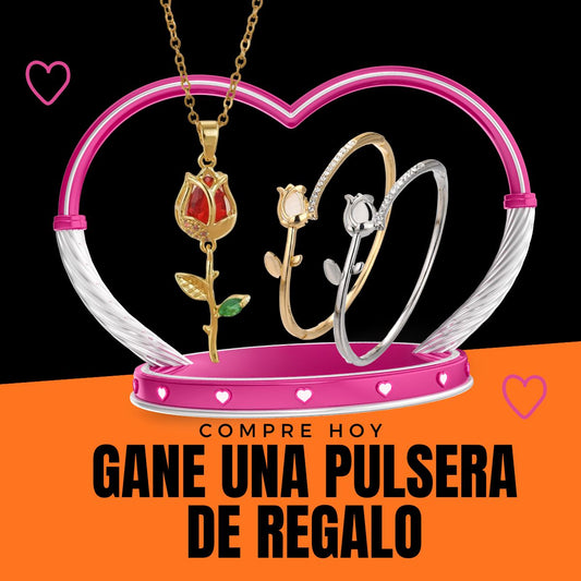Collar Rosa en Baño de Oro – Regalo de Amor + Pulsera Exclusiva de Regalo